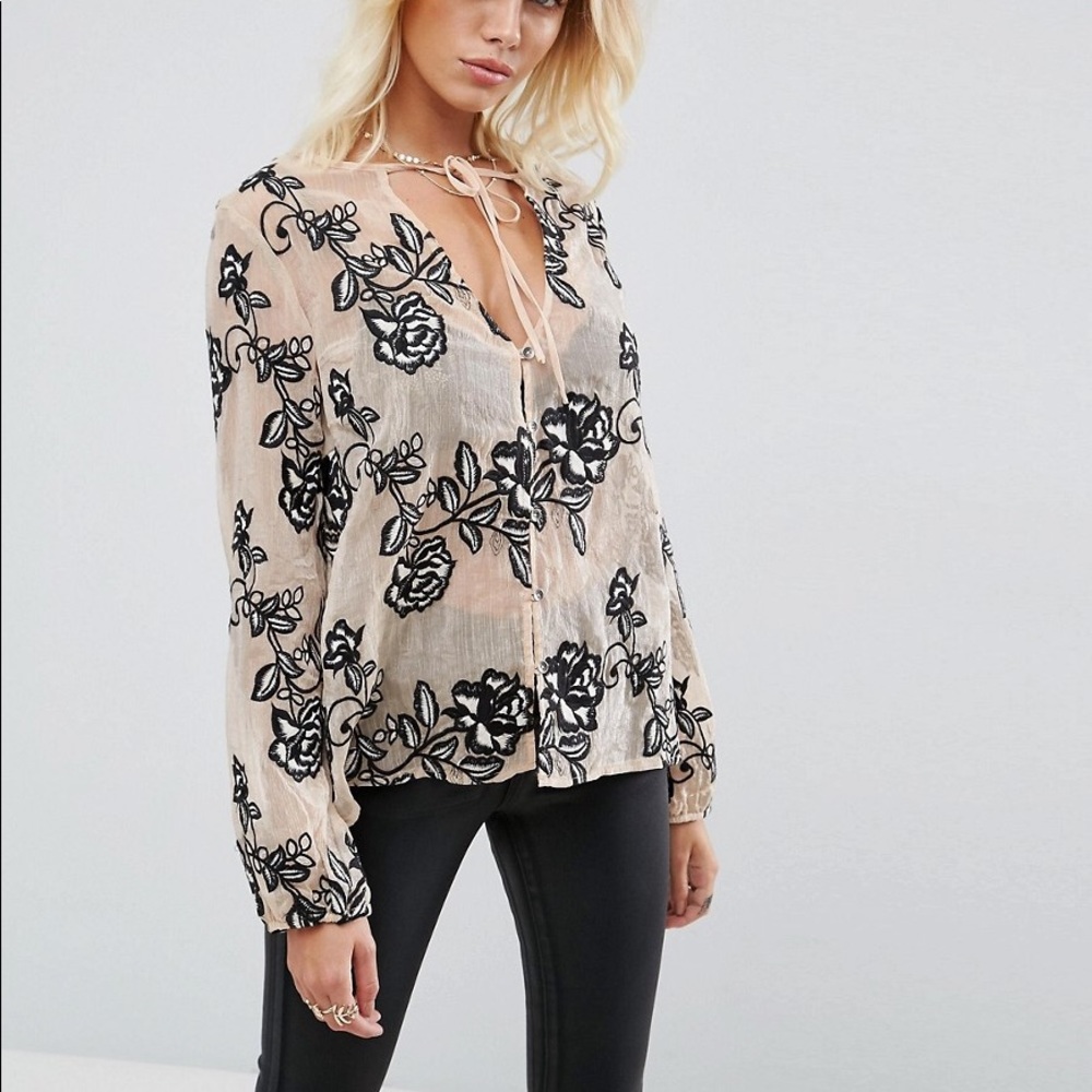 Goldie London Sheer Polyester Blouse
